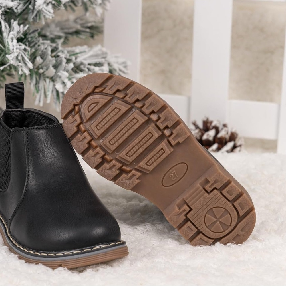 Miami Kids Boots in Black with Tan Soles